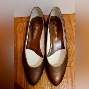 Joan & David Brown Leather Pointed-Toe Shoe